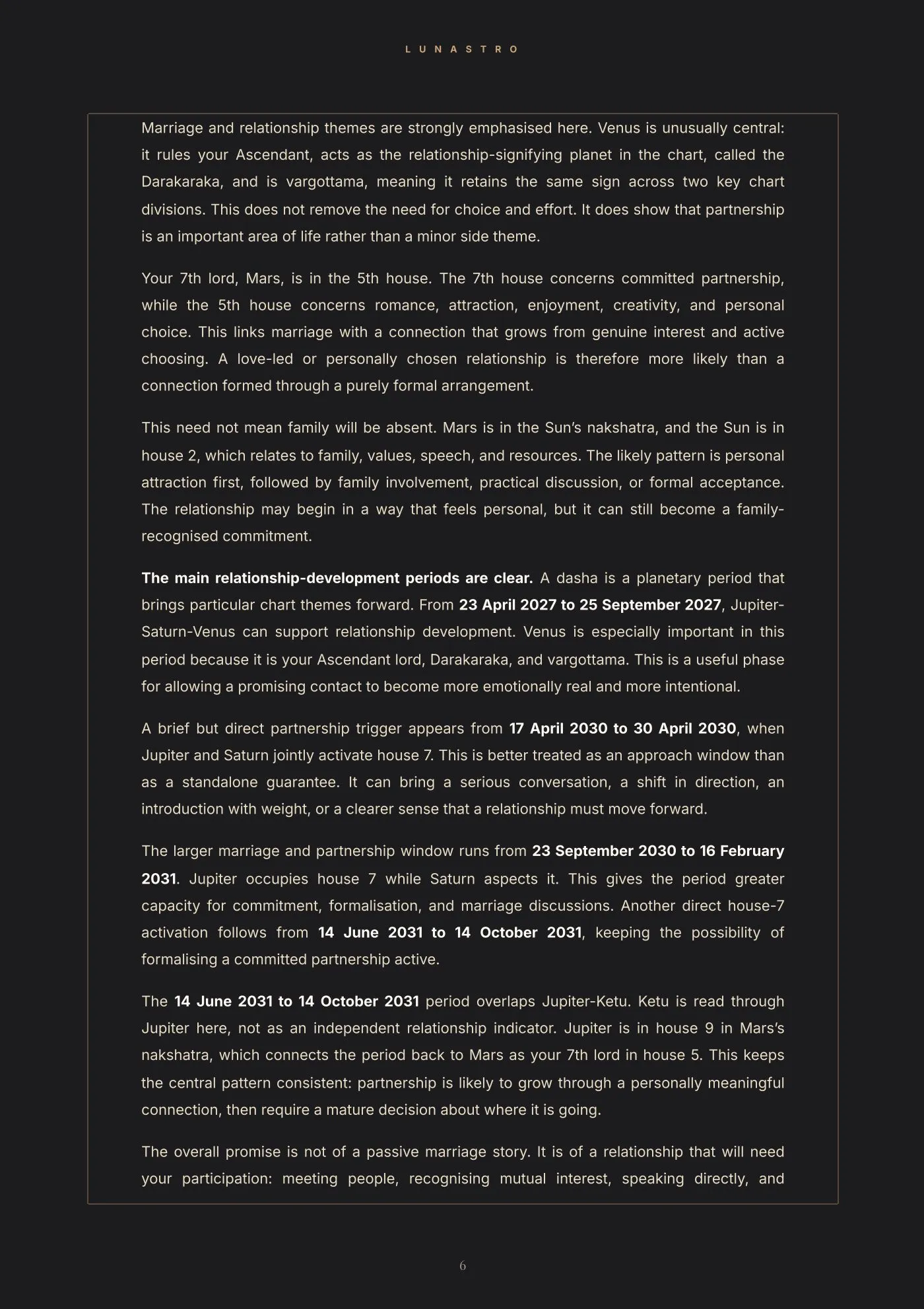 A reading page from the Marriage Report